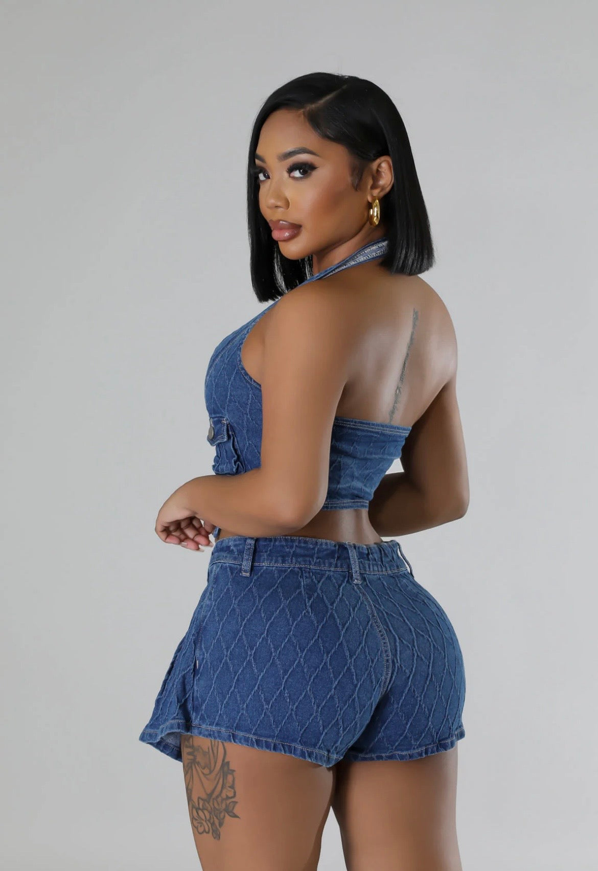 Hey Girl Denim Skort Set