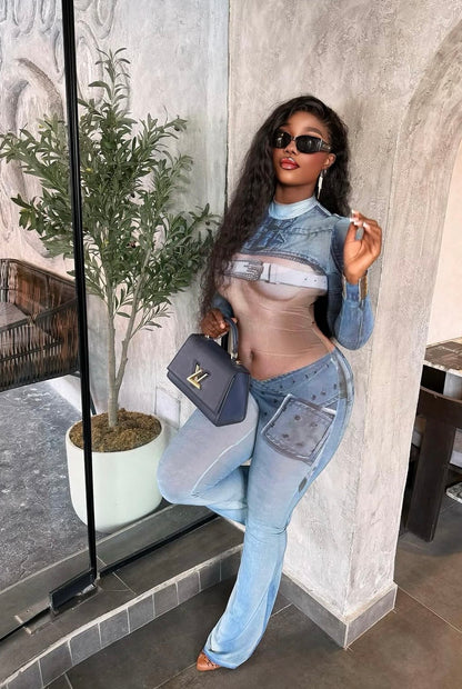 I Love You Girl Denim Print