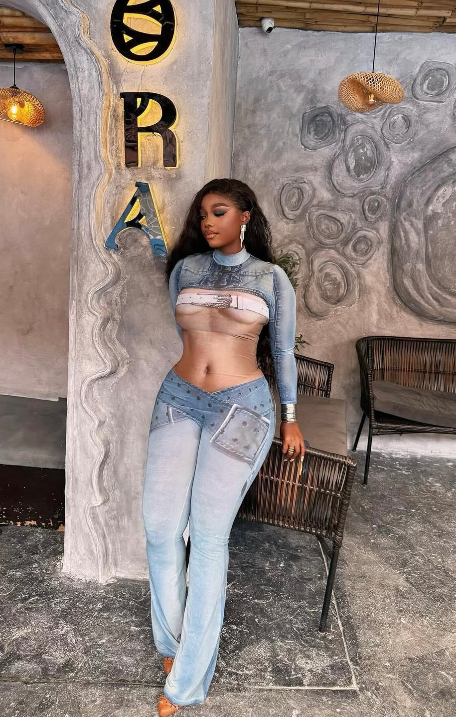 I Love You Girl Denim Print