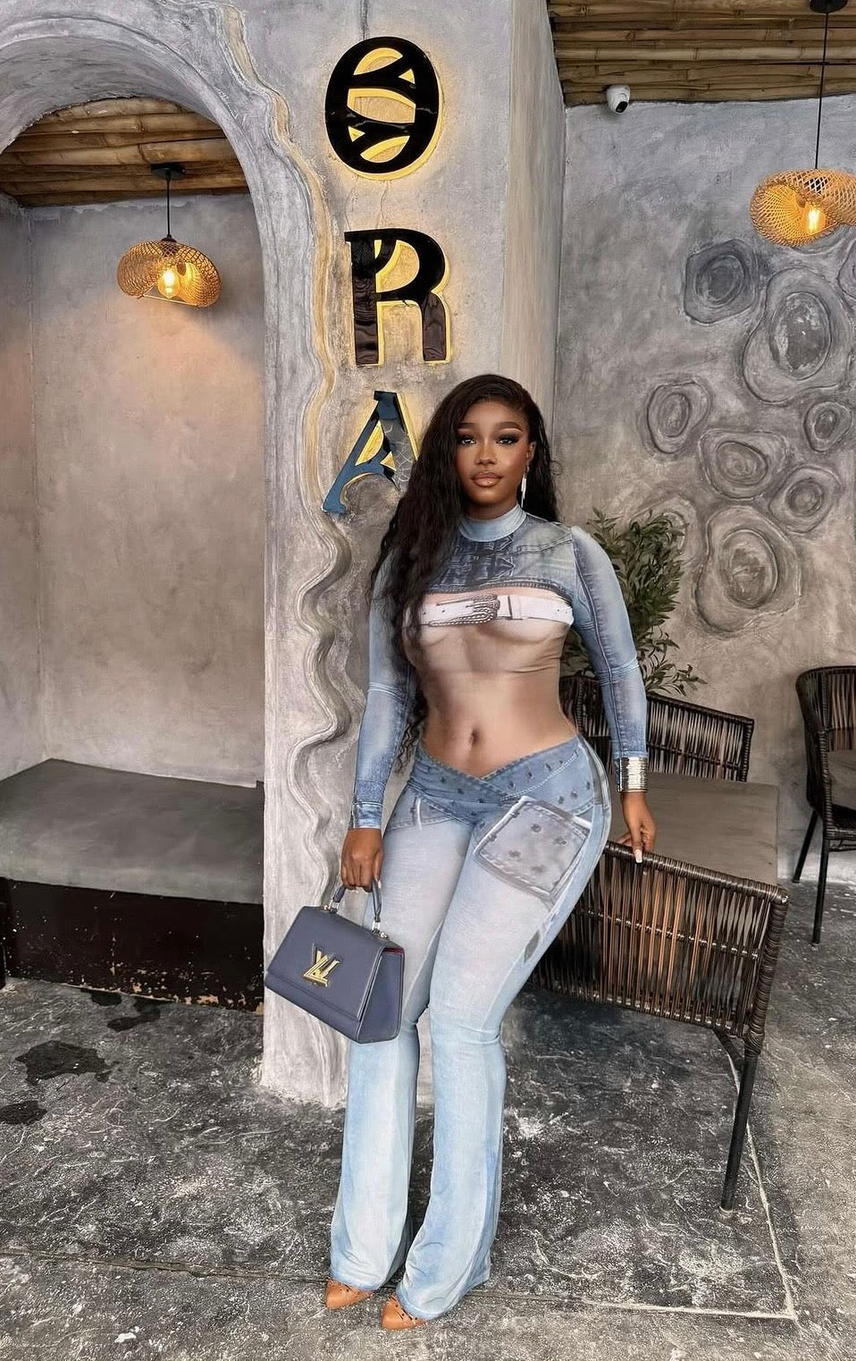 I Love You Girl Denim Print