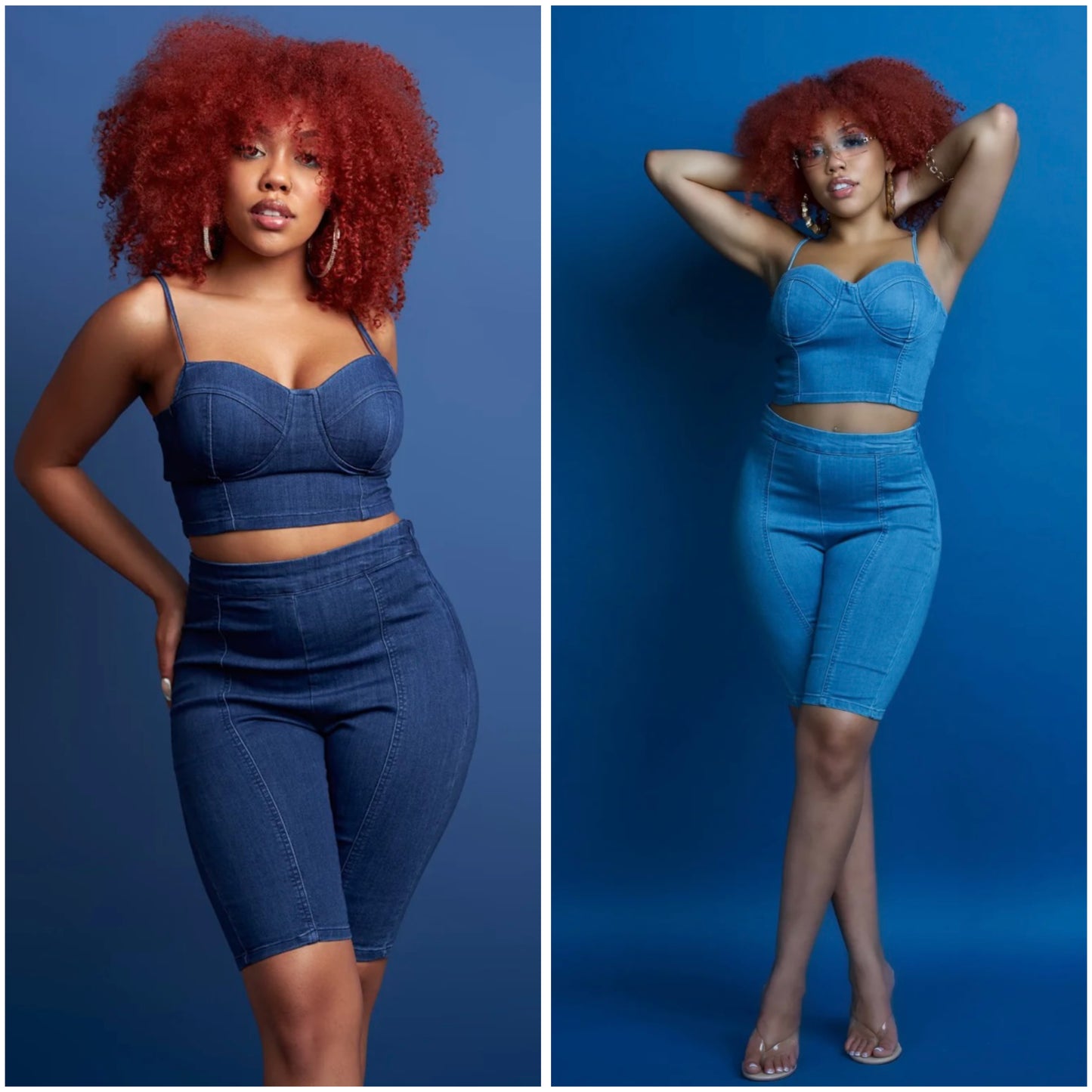 Corset Denim Capri Set