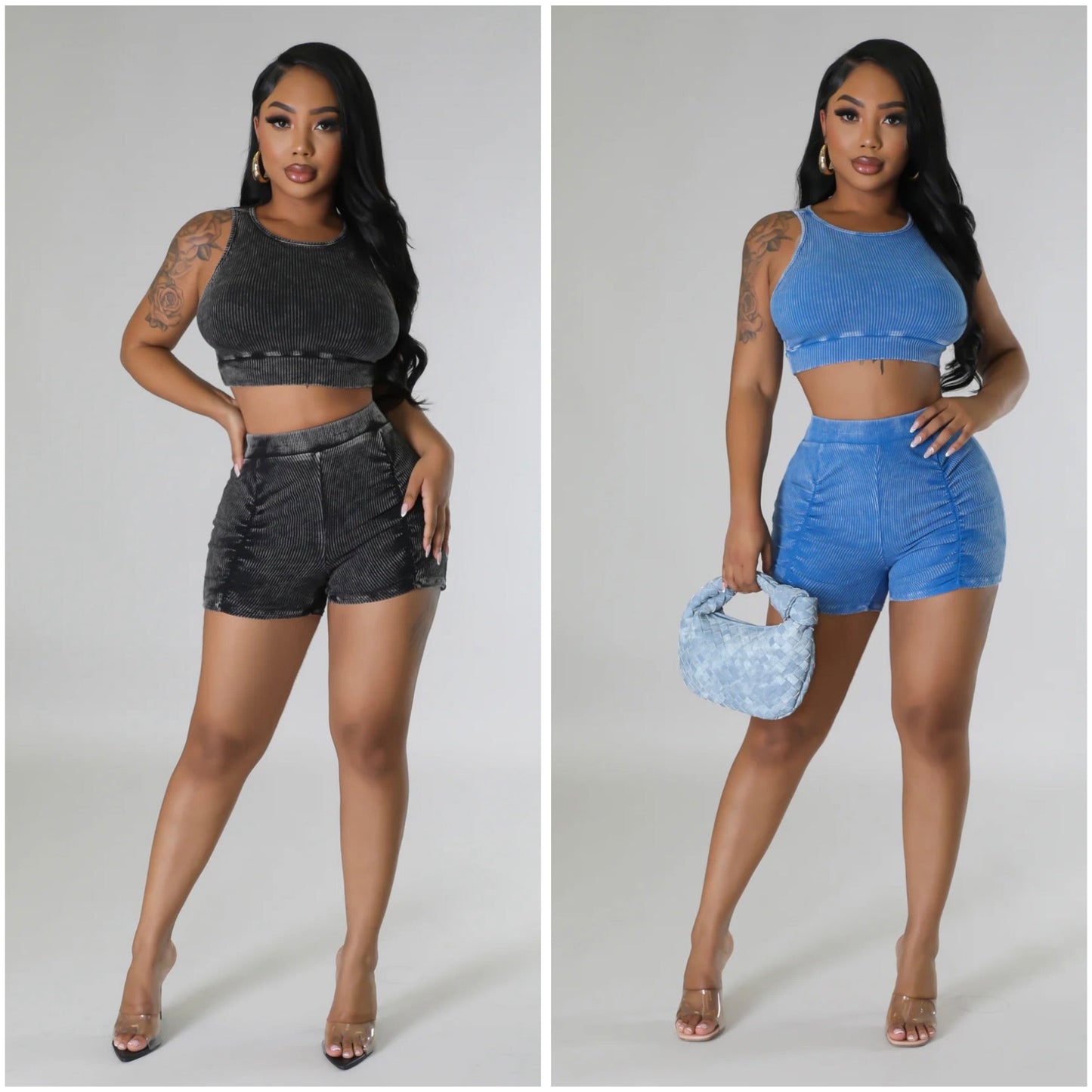 Acid Wash Short Set