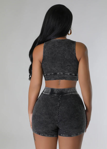 Acid Wash Short Set