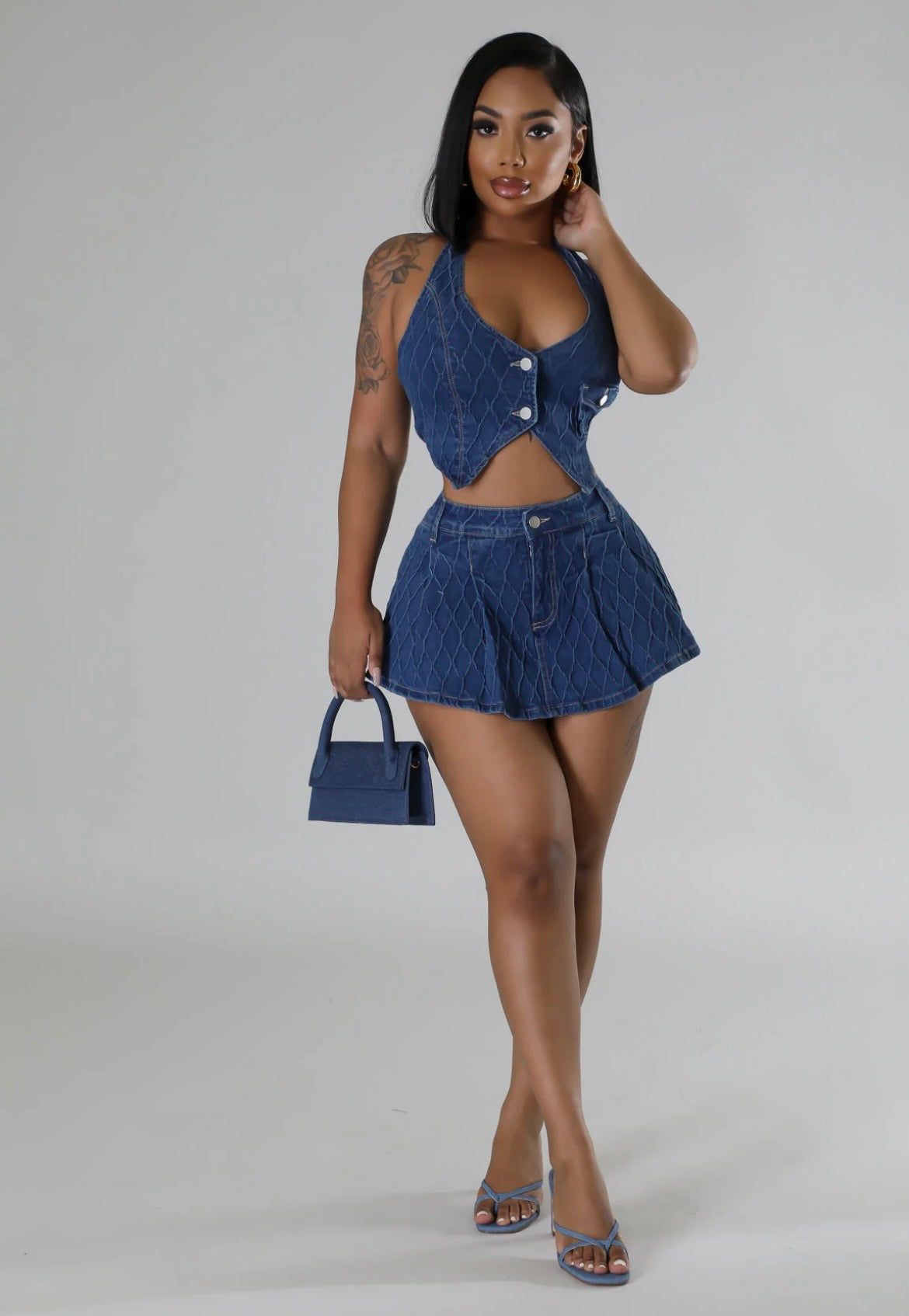 Hey Girl Denim Skort Set
