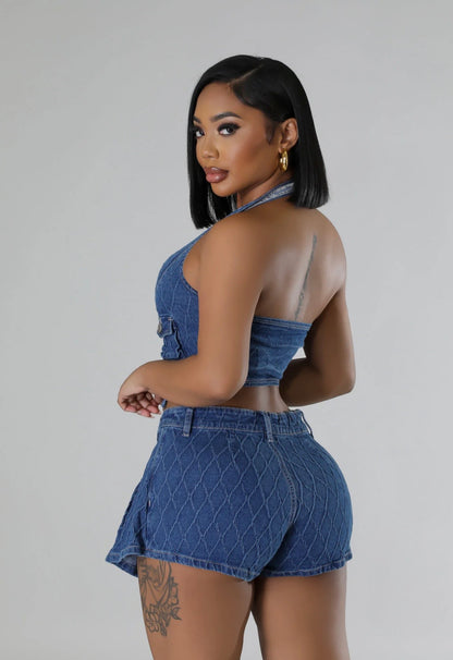 Hey Girl Denim Skort Set